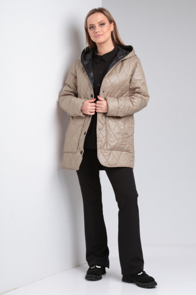 Утепленная демисезонная куртка с съемным поясом и капюшоном Modema м.1053 - фото 5