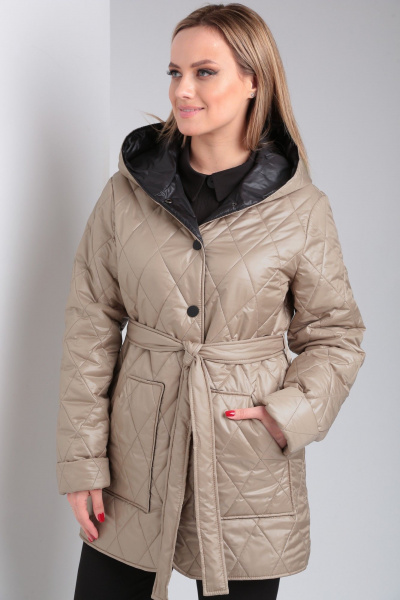 Утепленная демисезонная куртка с съемным поясом и капюшоном Modema м.1053 - фото 3