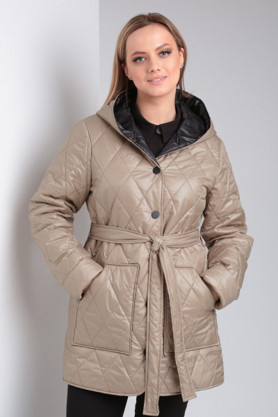 Утепленная демисезонная куртка с съемным поясом и капюшоном Modema м.1053 - фото 2