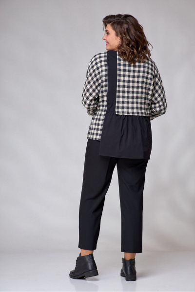 Блуза и брюки в классическом стиле из текстиля с карманами Le Collect 359 черный_ белый - фото 6