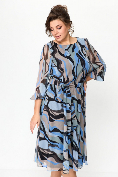 Платье с резинкой по талии и сборками, полуприлегающего силуэта Le Collect 438-г - фото 12