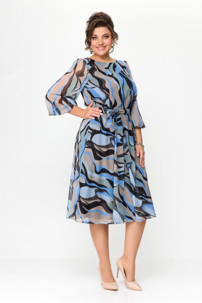 Платье с резинкой по талии и сборками, полуприлегающего силуэта Le Collect 438-г - фото 7