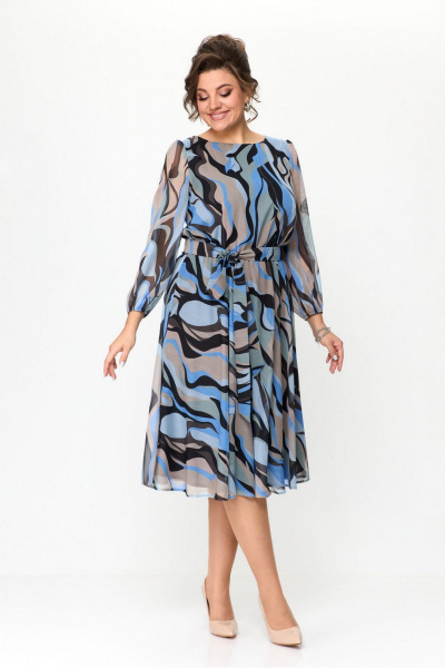 Платье с резинкой по талии и сборками, полуприлегающего силуэта Le Collect 438-г - фото 6