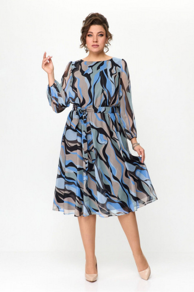 Платье с резинкой по талии и сборками, полуприлегающего силуэта Le Collect 438-г - фото 5