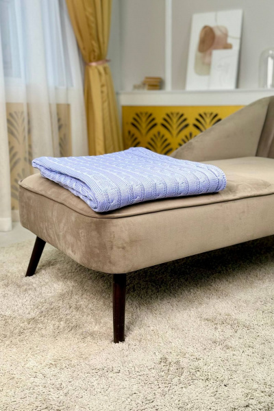 Плед трикотажный объёмный вязка косы фиолетовый Romgil РВ0064-АК6 светлая_фиалка - фото 1