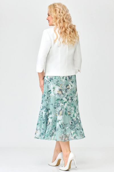 Костюм из платья из шифона и жакета полуприлегающего стиля Slaviaelit 166 зеленый+молочный - фото 2