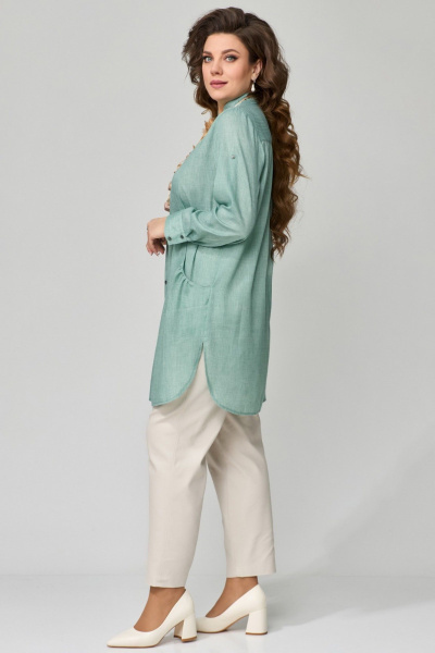 Туника хлопковая прямого силуэта для повседневных образов Fita 20422 мятно-зеленый - фото 8