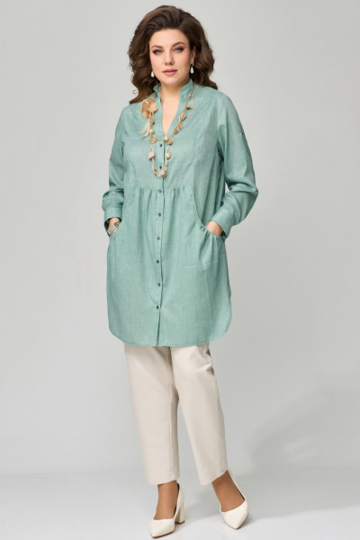Туника хлопковая прямого силуэта для повседневных образов Fita 20422 мятно-зеленый - фото 5