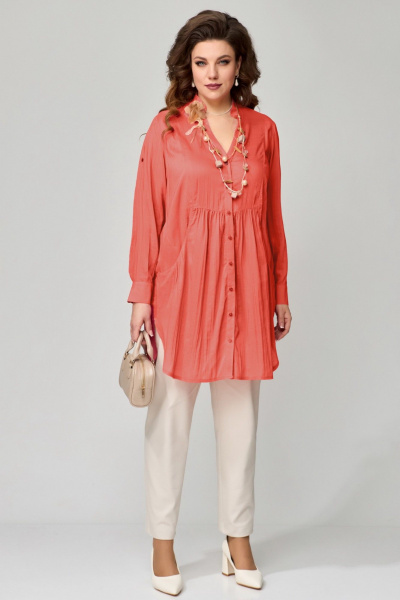 Туника хлопковая прямого силуэта для повседневных образов Fita 20423 оранж - фото 6