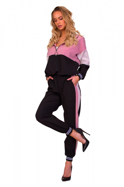 Костюм из текстиля, стильный и универсальный комплект F de F 3375 черный, белый, розовый - фото 5