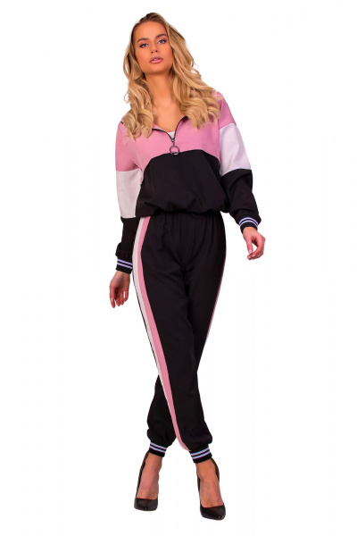 Костюм из текстиля, стильный и универсальный комплект F de F 3375 черный, белый, розовый - фото 3