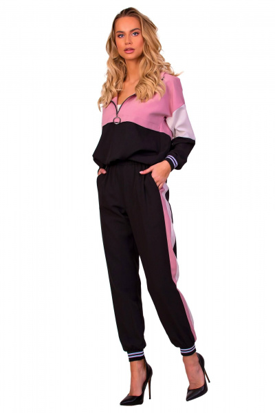 Костюм из текстиля, стильный и универсальный комплект F de F 3375 черный, белый, розовый - фото 1