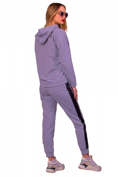 Спортивный костюм из текстиля с жакетом и брюками F de F 3419 светло-серый - фото 2