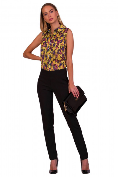 Блузка из трикотажа милано с ярким дизайном F de F 3469 зеленый,желтый - фото 3