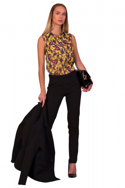 Блузка из трикотажа милано с ярким дизайном F de F 3469 зеленый,желтый - фото 1