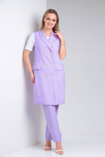 Брюки, жилет, майка TVIN 7646Л лаванда - фото 1