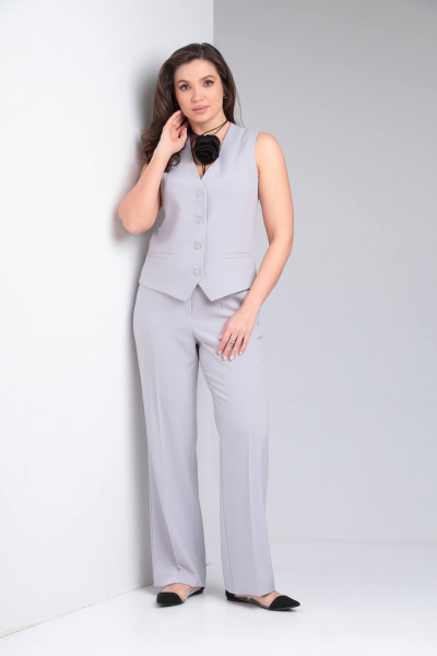 Брюки, жакет, жилет Vilena 924 светло-серый - фото 5