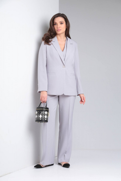 Брюки, жакет, жилет Vilena 924 светло-серый - фото 4