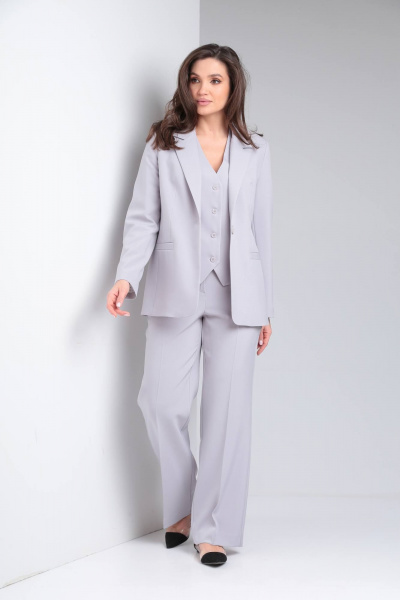 Брюки, жакет, жилет Vilena 924 светло-серый - фото 2