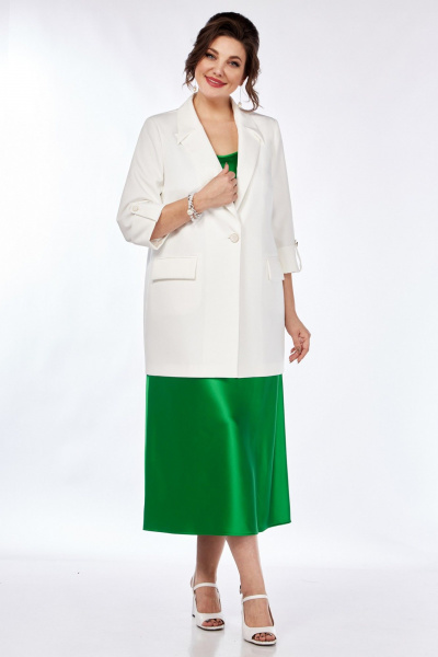 Костюм 2-ка: платье-комбинация и жакет с накладными карманами Matini 1.1758 зеленый - фото 16