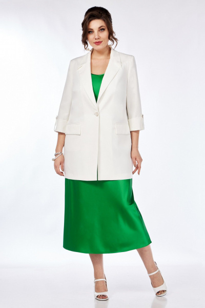 Костюм 2-ка: платье-комбинация и жакет с накладными карманами Matini 1.1758 зеленый - фото 6
