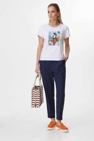 Деловой женский костюм с удлиненным жакетом из текстиля Твой имидж 1819 темно-синий - фото 6