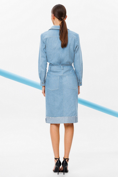 Джинсовая юбка с карманами и шлёпками с необработанным краем Butеr 2758 голубой - фото 14