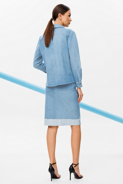 Джинсовая юбка с карманами и шлёпками с необработанным краем Butеr 2758 голубой - фото 9