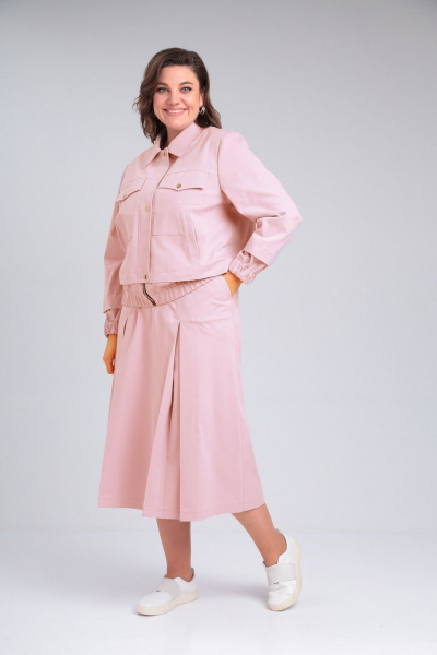 На каждый день жакет с карманами и юбка с складками VIA-Mod 623 пудра - фото 1