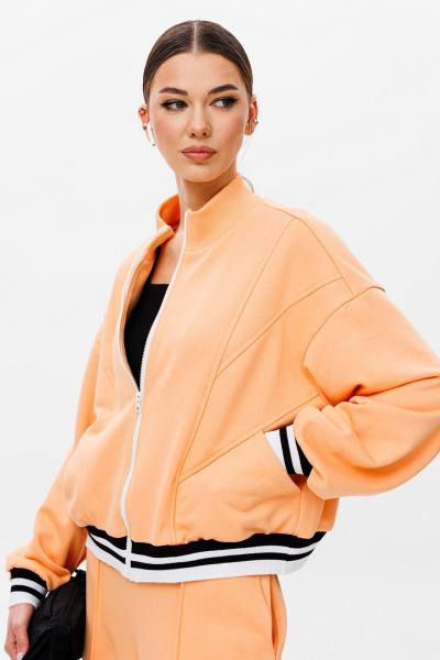 Спортивный костюм бомбер и брюки из трикотажного полотна Butеr 2794 персик - фото 8