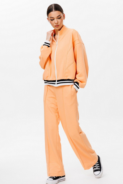 Спортивный костюм бомбер и брюки из трикотажного полотна Butеr 2794 персик - фото 7
