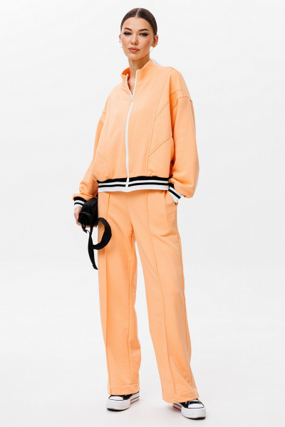 Спортивный костюм бомбер и брюки из трикотажного полотна Butеr 2794 персик - фото 6