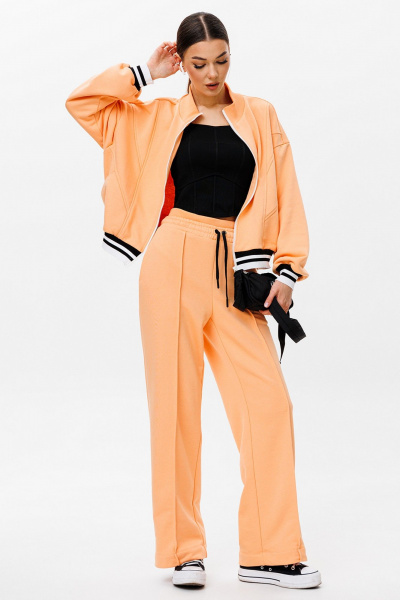 Спортивный костюм бомбер и брюки из трикотажного полотна Butеr 2794 персик - фото 5