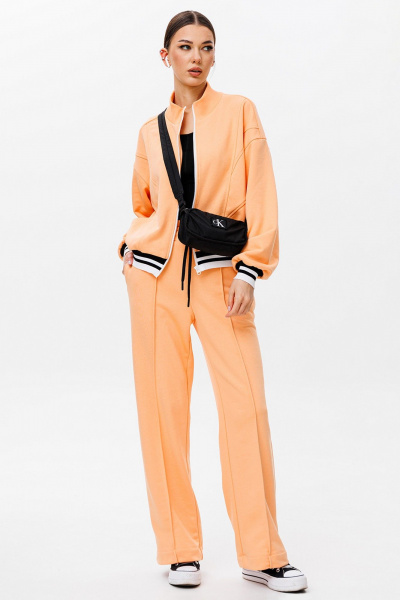 Спортивный костюм бомбер и брюки из трикотажного полотна Butеr 2794 персик - фото 1
