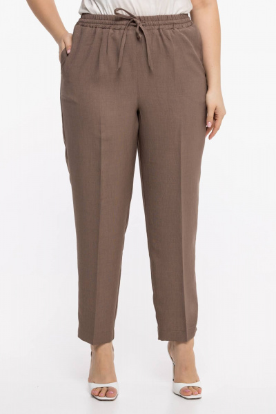 Бежевые и коричневые брюки на резинке с карманами 7/8 Avila 0957 темно-бежевый - фото 6
