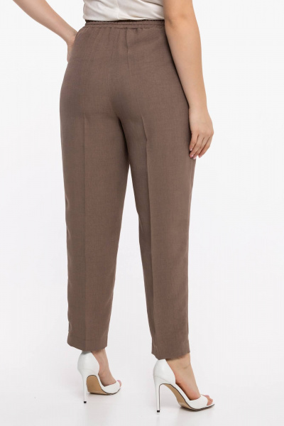 Бежевые и коричневые брюки на резинке с карманами 7/8 Avila 0957 темно-бежевый - фото 4