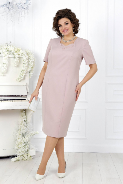 Нарядный кружевной комплек с платьем и кардиганом Ninele 5907 пудра - фото 8