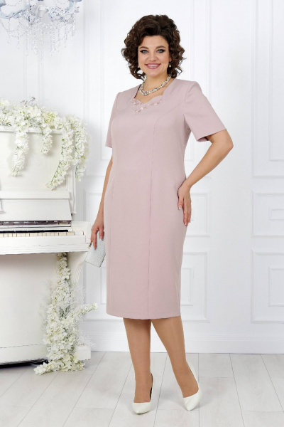 Нарядный кружевной комплек с платьем и кардиганом Ninele 5907 пудра - фото 3