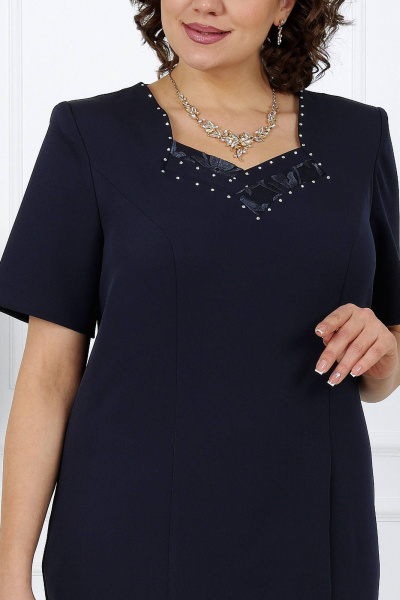 Элегантный комплект из кружевного платья и кардигана Ninele 5907 синий - фото 10