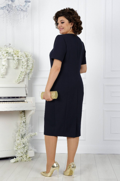 Элегантный комплект из кружевного платья и кардигана Ninele 5907 синий - фото 3