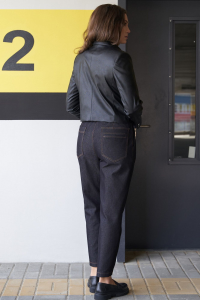 Брюки из джинсовой ткани со складками и карманами Andina city 2010-24 черный - фото 2