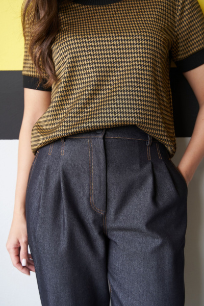 Брюки из джинсовой ткани со складками и карманами Andina city 2010-24 черный - фото 4