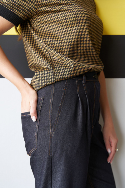 Брюки из джинсовой ткани со складками и карманами Andina city 2010-24 черный - фото 5