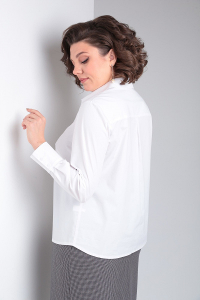 Белая деловая блузка с нагрудными вытачками и воротником Takka Plus 23-201 - фото 6