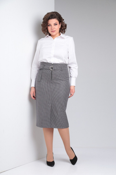 Серая зауженная юбка из костюмной ткани на подкладке Takka Plus 23-216 - фото 1