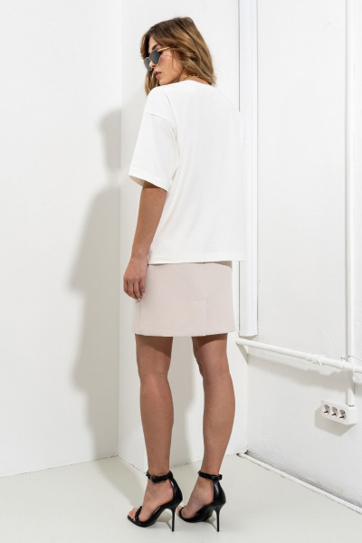 Белая хлопковая футболка с авторским принтом SILVERSPICE S-7403 - фото 2