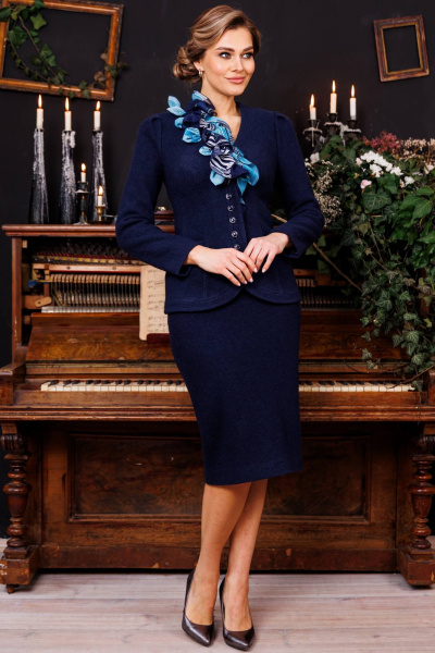 Жакет, юбка Мода Юрс 2825 синий - фото 1