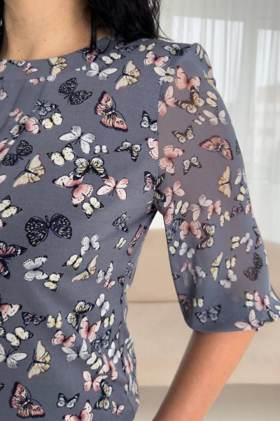 Блуза свободного кроя из вискозы и льна для демисезона LindaLux 217 бабочки - фото 3
