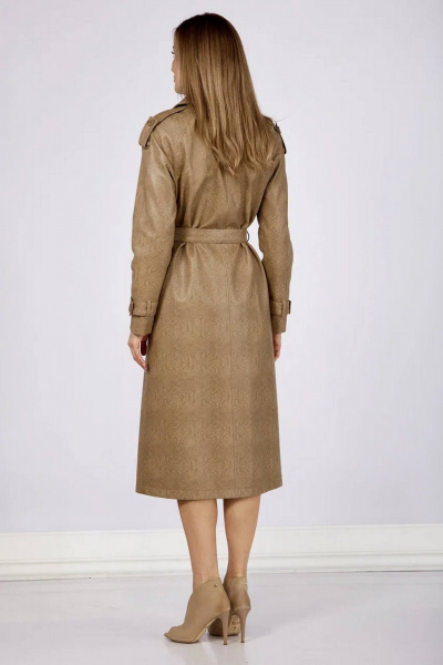 Классический женский плащ из экопремени с поясом и воротником на стойке Azzara 3122 - фото 6