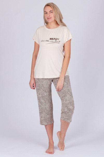 Круглогодичные капри и майка из вискозы и трикотажа Belarusachka РС4383В оникс/лео - фото 2